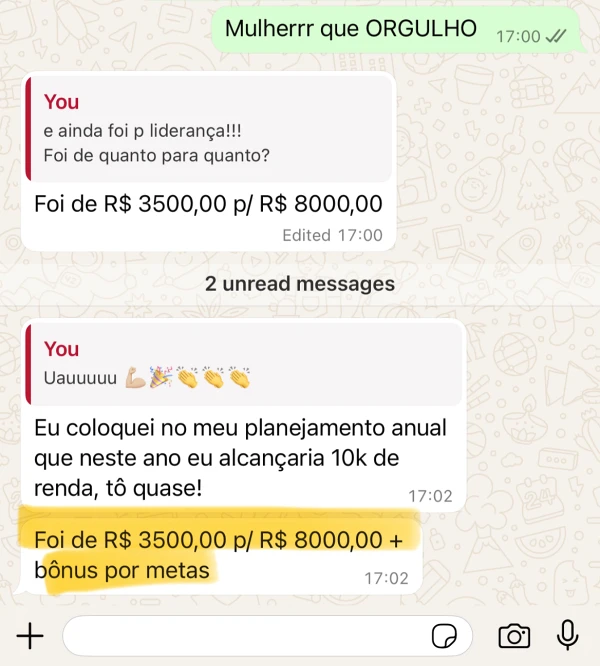 de R$3.500 para R$8.000 + bônus!!